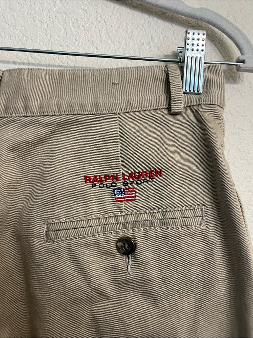 Ralph Lauren Tan Cargo Shorts with Embroidered Polo Sport Logo